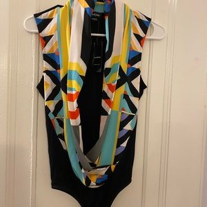 Printed sleeveless bodysuit